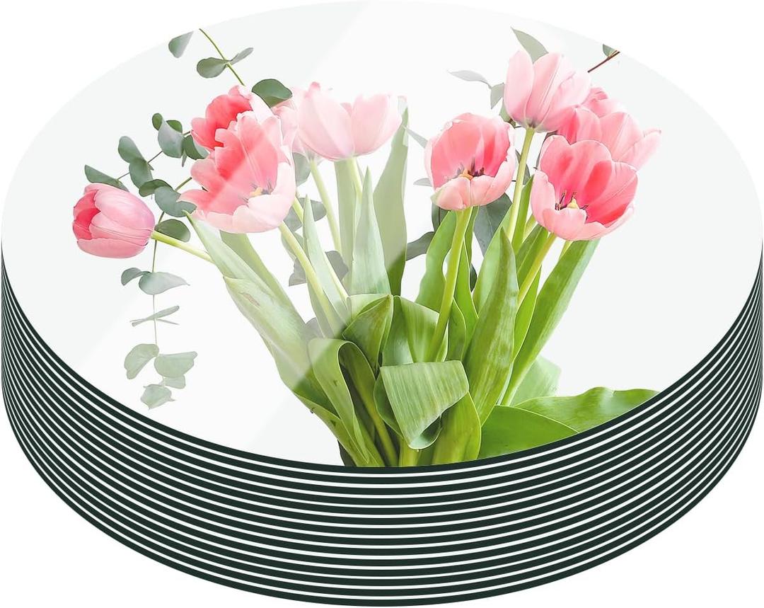 12PCS Round Mirrors for Centerpieces, 12inch Circle Mirror Centerpieces for Tables, Acrylic Candle Plate Wall Mirror Tiles for Wedding Table Centerpieces Birthday Decorations DIY Craft