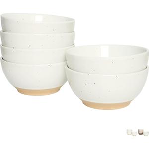 Bosmarlin Small Ceramic Dessert Bowls, 16 Oz, Set of 6, Dishwasher and Microwave Safe, For Cereal, Ice Cream, Soup, Salad, Rice (White)