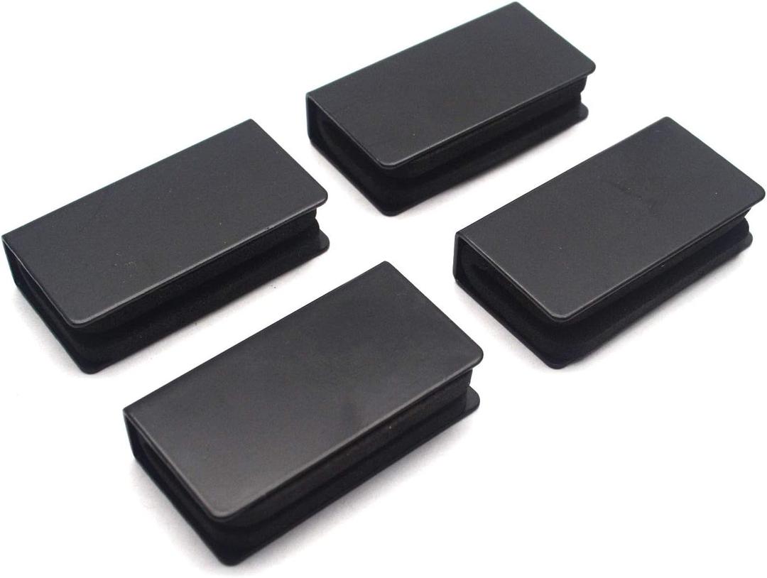T Tulead Glass Clip Black Strike Plate Magnetic Rectangular Glass Clamp 1.6"x0.4"x0.8" Pack of 4 For Cabinet,Glass Door,Wardrobe
