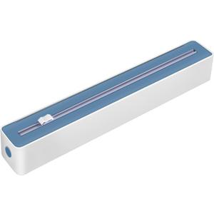 Plastic wrap Dispenser with Cutter Fits 11.8 Inch Wide, 100ft Rolls | One-Hand Operation, Space-Saving Kitchen Organizer | Durable Design & Smooth Slide Blade (Blue)