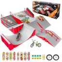 CS COSDDI Finger Skateboard Park Kits, 14 in 1 Skateboard Finger Toys with 8 Finger Skateboards & 14 Skatepark Deck Ramp, Finger Bike for Boys or Girls Gift, Mini Finger Skateboards Ramp Accessories Set