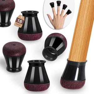 Chair Leg Floor Protectors for Hardwood Floors Felt Furniture Pads Silicone Caps Non Slip Reduce Noise Round Medium 16 Pack Black Round Small Fit 1/2" ~ 3/4" (14~19mm)