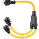 Saysurey 3FT NEMA 6-20 Y Splitter 6-20P Male Plug to 2X 6-20/6-15R Female Receptacle, 20 Amp 3 Prong Y Splitter Outlet Extension Cord for EV Dryer, Heavy Duty 10/3 AWG, 250V, ETL Listed