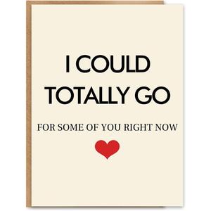 2 x Funny Anniversary Card, Romantic Gift for Him or Her, Flirty Love Card, Blank Inside, with Kraft Envelope and Gold Seal Sticker