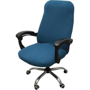 WOMACO Printed Office Chair Covers, Stretch Computer Chair Cover Universal Boss Chair Covers Modern Simplism Style High Back Chair Slipcover (Peacock Blue, Large)