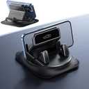 360 Degree Rotation Dashboard Phone Holder for Car, Anti-Slip Grips & One-Hand Operation Car Cell Phone Mount with Adjustable Spring Clip, Compatible with iPhone Samsung All Smartphones (Black)