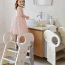 Soladder Foldable Toddler Step Stool for Bathroom Sink, Non-Slip Adjustable 3 or 2 Step Stool for Toddlers to Train Toilet Potty, Plastic Toddlers Kitchen Stool Helper for KidsGray