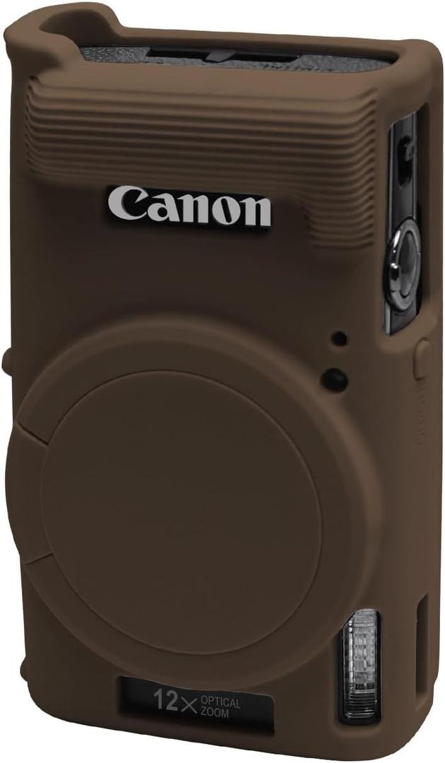 Easy Hood Case for Canon PowerShot IXY 650/ELPH 360 Camera, Soft Silicone Camera Cover with Removable Lens Cap, Slim Fit Anti-Scratch Carrying Protective Case Camera Body Skin Sleeve(Brown)