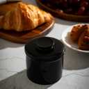 Butter Crock for Counter with Water, Ceramic Butter Keeper for Fresh Spreadable Butter, French Butter Dish with Lid, Butter Container Holder for Kitchen and Home Decor, Black