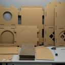 Furhaven Multi-Level Cardboard Cat House w/ Catnip for Indoor Cats, Ft. Scratching Pads & Toys - Farmhouse Corrugated Cat Scratcher Hideout - Cardboard Brown, One Size