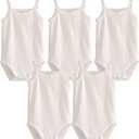 Baby Girls Clothes Sleeveless Tank Top Onsies Cotton Baby Bodysuit Pack of Toddler Summer Clothing, White, 18-24M