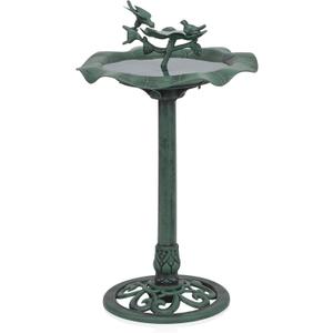 Alpine Corporation 33" Tall Outdoor Lotus Birdbath Yard Statue, Stunning Garden Accent to Attract Birds - Durable Polypropylene Construction for Patio, Deck, or Yard, Green