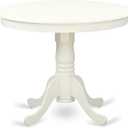 East West Furniture ANT-LWH-TP Antique Dining Room Table - a Round kitchen Table Top with Pedestal Base, 36x36 Inch, Linen White