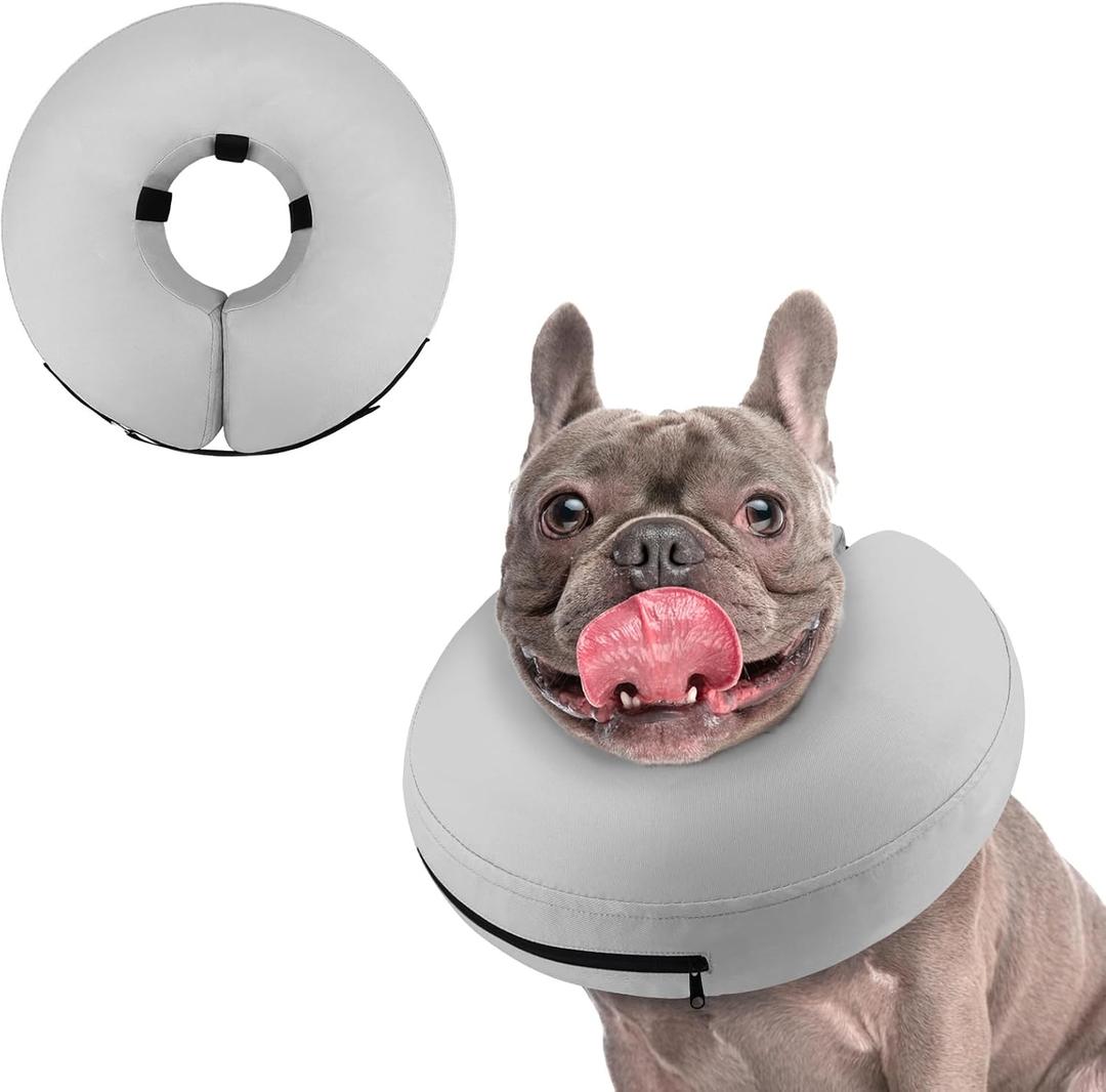 Supet Inflatable Dog Cone Collar Alternative After Surgery, Doggie Neck Donut Collar Recovery ECollar for Post Surgery, Soft Dog Cone for Small Medium Puppies Cats, Small