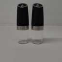 Sweet Alice Gravity Electric Pepper and Salt Grinder Set, Adjustable Coarseness, Battery Powered with LED Light, One Hand Automatic Operation, Stainless Steel Black, 2 Pack (2.5*2.5*7.9inch)