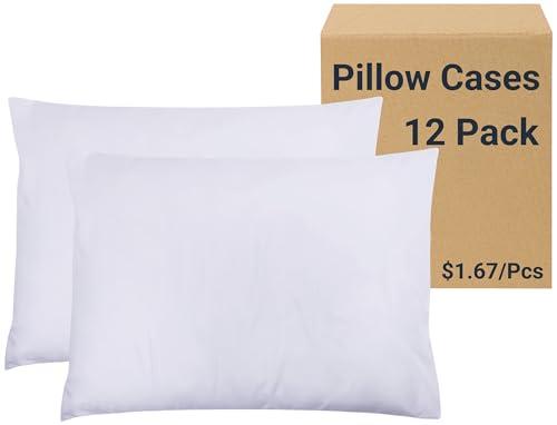 ZPECC Pillow Cases Standard Size Set of 12, 20x26 Envelope Closure Pillowcases, Soft Plain Brushed Microfiber Covers Hypoallergenic Breathable (White)