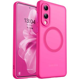 CANSHN Designed for Samsung Galaxy S25 Edge Case (2025) [Full Camera Protection] [Compatible with Magsafe] Translucent Matte Back Protective Phone Cover, Hot Pink