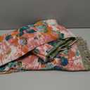 100% Cotton Muslin Floral Blanket, Super Soft Throw Green for Couch, Bed Chair Quilt Travel Blankets, Reversible Jacquard Fall Coverlet, Lightweight Boho Farmhouse Picnic Blanket, 80"x90"