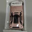 ATUMP for Galaxy S24 Case with [2Pcs] HD Screen Protector & Slide Camera Cover, Rotated Ring Kickstand [Military Grade Shockproof] Protective Case for Samsung Galaxy S24 6.2", Rose Gold