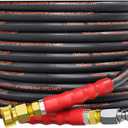 Pressure Washer Hose 25FT 3/8", 4800PSI No Marking Kink Free Hose with Quick Connect Ends and Adapters for Hot & Cold Water up to 140F, Steel Wire Braided Hose for Power Washing
