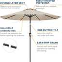 10FT Patio Umbrella, Outdoor Umbrella with Push Button Tilt and Crank, 8 Sturdy Ribs, UV Protection & Waterproof Market Umbrella for Pool, Backyard, Beach,Deck (Beige)