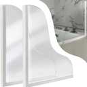 Shineligee 2 Pack Updated Shower Splash Guard, Large Splash Guards for Bathtub, Consists of Silicone Base and Acrylic Plate, Keep Water in Shower or Bath, Shower Corner Splash Guard