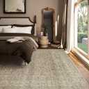 Machine Washable Rugs for Living Room: 5x7 Area Rugs for Bedroom Vintage Stain Resistant Non Slip Low Pile Lightweight Boho Carpet for Kitchen Dining Room Farmhouse Kids Room Nursery, Brown And Grey