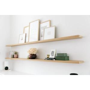Floating Shelf White Oak 42X10x2.5'' with 3 Brackets  Wall Mounted Pure Solid Wood Shelf for Home Decor, Storage & Display  Modern White Oak Finish  Easy Install Heavy Duty Floating Wall Shelf