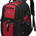 SHRRADOO Extra Large 50L Travel Laptop Backpack with combination lock, College High School Backpack Airline Approved Business Work Bag Fit 17 Inch Laptops for Men Women,Red