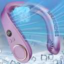 Personal Neck Fans that Blow Cold with Cooling Plate, Wearable Around Bladeless Cooling Device, Rechargeable Head Neck Coolers for Kids Women Men Extremely Hot Weather Outdoor Indoor, Purple