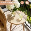 Round Side Table with Solid Wood,End Table,Coffee Table,Small Round Side Table with Solid Wood Leg for Couch,Living Room,Bedroom Office and Small Spaces,Easy Assembly,Beige, 15.7"Dia. x 18.7"H