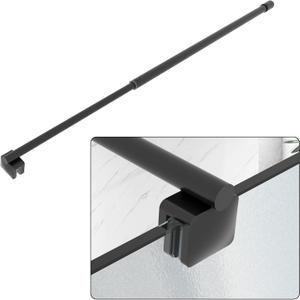 Shower Door Support Bar, 27.5'' to 47.2'' Telescopic Stainless Steel Wall-to-Glass Support Bar for 1/4"(6mm) to 3/8"(10mm) Thick Glass, Fixed Panel Support Rod, Matte Black