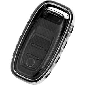 TANGSEN Smart Key Fob Case Carbon Fiber Texture TPU Black Cover Compatible with Audi A4 A5 A6 A7 A8 W12 Q5 Hybrid R8 RS5 RS7 S4 S5 S6 S7 S8 SQ5 3 4 Button Keyless Entry Remote Control Accessories