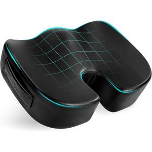 Luxury Seat Cushion, 4 Inch Extra Thick Memory Foam for Pressure Relief, Sciatica, Tailbone Pain & Back Pain Relief, Multi-Use for Bleachers, Car, Gaming, Office Chair (Black)