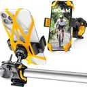 Roam Universal Cell Phone Holder Net Mount - Adjustable Up to 3.6" W x 7" L - 360 Rotation - Hands Free Navigation System for Motorcycle eBike Dirt Road Cruiser Scooter - Orange