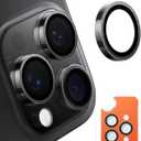 TORRAS 3-Year Ultimate Durability 9H+ glass for iPhone 16 Pro Max/16 Pro Camera Lens Protector [1:1 Invisible Fit & Ultra Clarity] Camera Protector 16 Pro Max/16 Pro Tempered Glass, Black Titanium (iPhone 16 Pro Max/16 Pro)