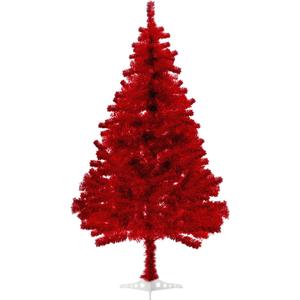 Red Christmas Tree, 6ft Artificial Tinsel Christmas Tree for Home Decorations550 Branch Tips Premium Hinged Holiday Xmas Tree for Halloween Decor