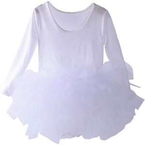 Toddler Girls Ballet Tutu Dress Gymnastics Long Sleeve 4-Layers Tulle Tutu Leotard White 2 Years