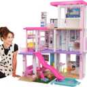Barbie Dreamhouse (3.75-ft) 3-Story Dollhouse Playset with Pool & Slide, Party Room, Elevator, Puppy Play Area, Customizable Lights & Sounds, 75+ Pieces, Gift for 3 to 7 Year Olds