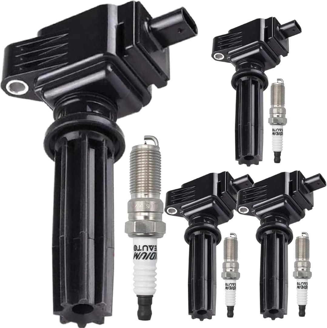 UF670 Ignition Coil Pack 31316353 and Iridium Spark Plugs Set Of 4 Fit For Ford Focus Fusion Explorer Edge Escape Mustang EcoSport Taurus 2012-2020&Land Rover 2012-2017&Lincoln 2013-2020 2.0L 2.3L L4
