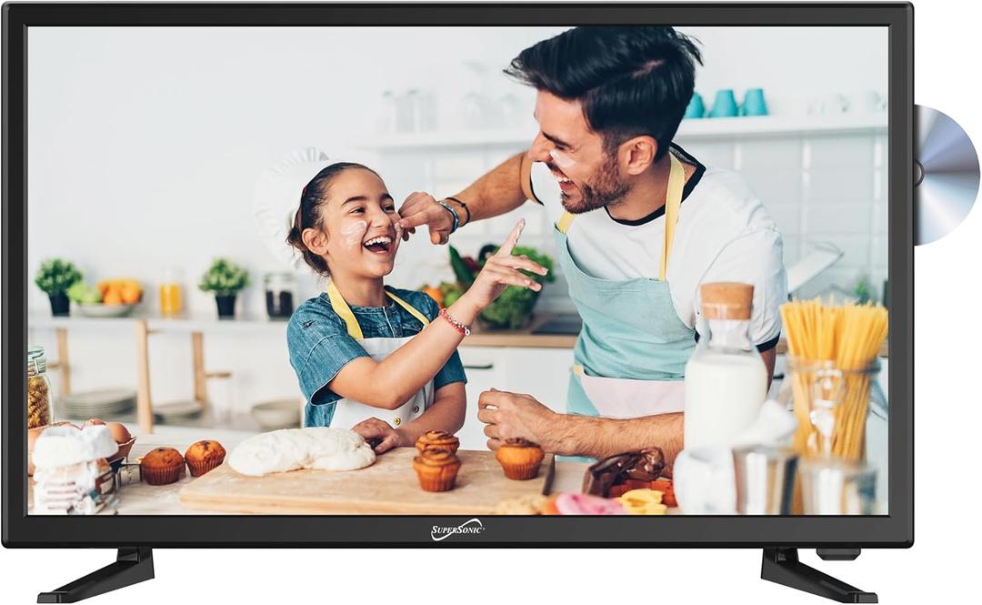 Supersonic SC-2412 24-Inch HDTV & Monitor with Built-in DVD Player, 1080p,Vibrant Colors, HDMI/USB/AC Ports, TV-to-PC Transition, and AC/DC Compatibility