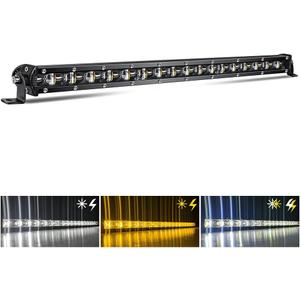CO LIGHT Led Light Bar Single 20 inch Slim Single Row Lightbar Driving Combo Beam Off Road Fog Work Lights with Mounting Brackets & 6D Reflectors for Truck, Car, Cabin, Boat, ATV, UTV (White&Amber)