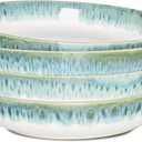 Bosmarlin Stoneware Large Pasta Bowls, 40 Oz, Set of 4, Big Salad Bowls, Microwave and Dishwasher Safe (Light Turquoise Green, 9.3 in)