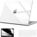 B BELK Compatible with MacBook Air 13 inch Case 2022 2021 2020 2019 2018 M1 A2337 A2179 A1932 Touch ID,Plastic Hard Shell Case for MacBook Air 13.3 inch+Keyboard Cover+Screen Protector,Crystal Clear