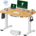 FLEXISPOT EN2 Whole-Piece Standing Desk with Clamp Power Strip, 48 x 30 Electric Stand Up Height Adjustable Desk with Cable Management (White Frame + 48" Maple Top, 2 Packages)