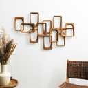 deco 79 Wood Geometric Wall Decor, Art 46" x 2" x 29", Brown, 46"L x 1.5"W