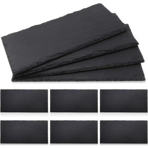 Zopeal 10 Pcs 10" x 5" Black Slate Charcuterie Boards Charcuterie Stone Plates with Natural Edge Slate Cheese Tray Serving Stone Board for Kitchen Dining Party Meat Fruits Display Chalkboard