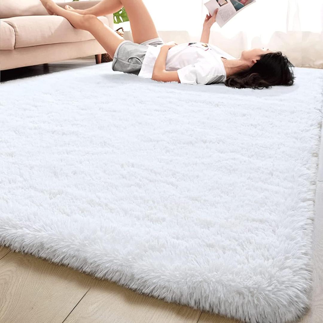 Fluffy Area Rugs Carpets 8x10ft, Rugs for Living Room Bedroom, Modern Indoor Plush Rug Absorbent Non Shedding, for Girls Kids Room Teen's Dorm Home Decor, Non-Slip Carpet