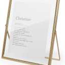 8x10 Picture Frame Gold Floating Frame, 8 by 10 Vertical Gold Metal Photo Frame with Glass Front for Tabletop Display, Elegant Design for Holiday Birthday Wedding Pictures Home Office Decor