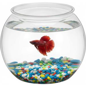 1 Gallon Plastic Fish Bowl, Shatterproof Clear Round Goldfish Betta Tank, Small Bubble Bowl Vase for Centerpiece, Candy Jar, Carnival Game & Party Drink Container